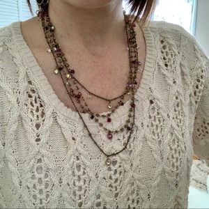 Liz Palacios long strand necklaces w/ rhinestones